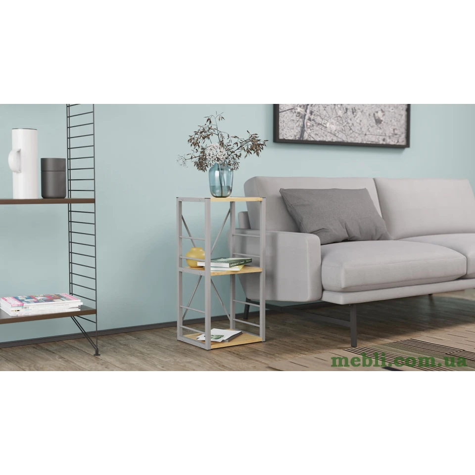 Етажерка 3/34 Ferrum-decor Серії Коннект 73x34x28 сірий ДСП Дуб Артизан 16мм