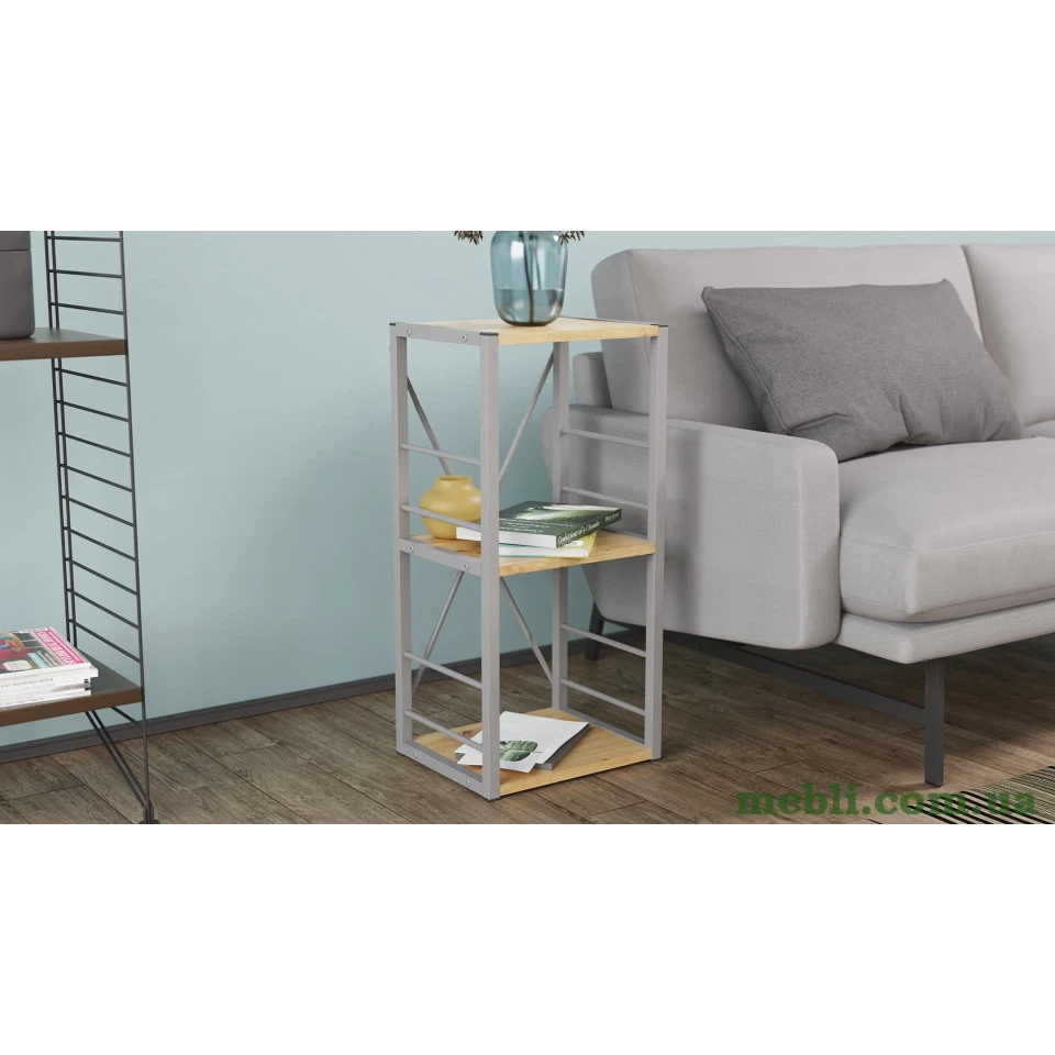 Етажерка 3/34 Ferrum-decor Серії Коннект 73x34x28 сірий ДСП Дуб Артизан 16мм