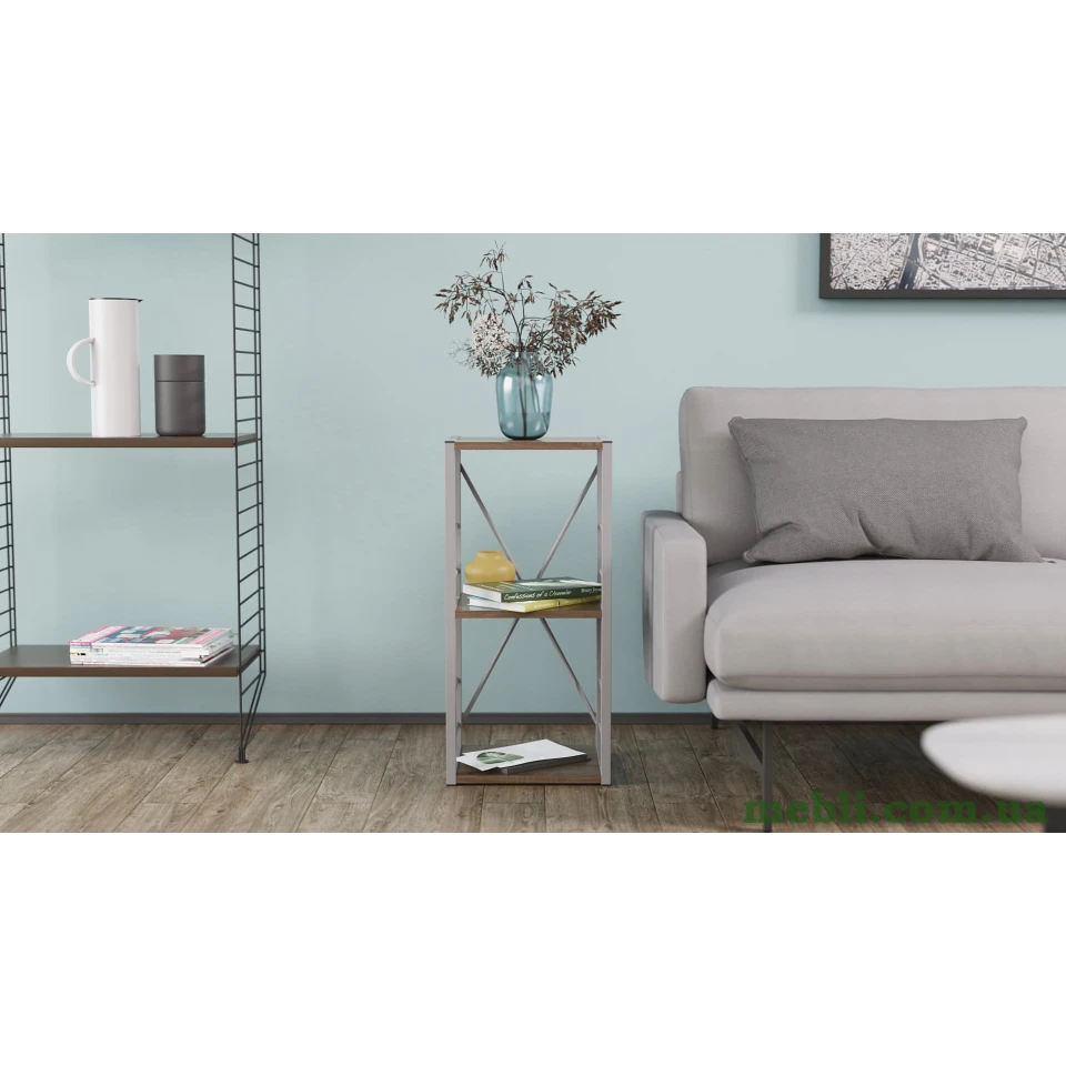 Етажерка 3/34 Ferrum-decor Серії Коннект 73x34x28 сірий ДСП Дуб Сонома 16мм