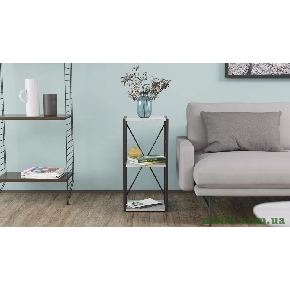 Етажерка 3/34 Ferrum-decor Серії Коннект 73x34x28 чорний ДСП Бетон 16мм
