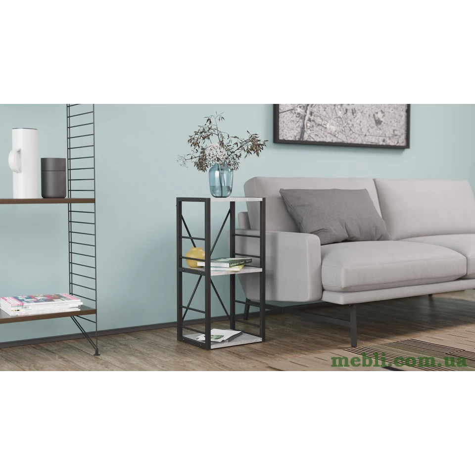 Етажерка 3/34 Ferrum-decor Серії Коннект 73x34x28 чорний ДСП Бетон 16мм