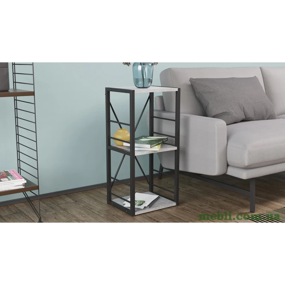 Етажерка 3/34 Ferrum-decor Серії Коннект 73x34x28 чорний ДСП Бетон 16мм