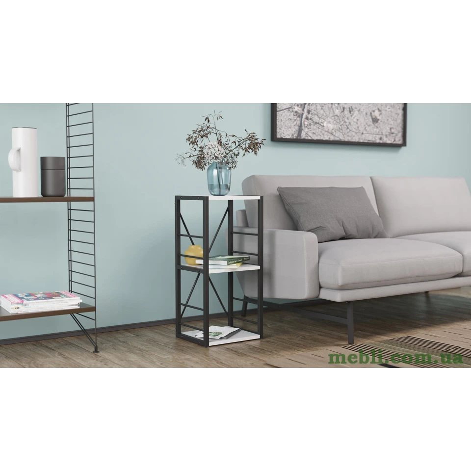 Етажерка 3/34 Ferrum-decor Серії Коннект 73x34x28 чорний ДСП Білий 16мм