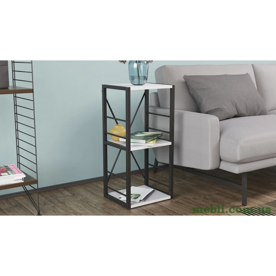 Етажерка 3/34 Ferrum-decor Серії Коннект 73x34x28 чорний ДСП Білий 16мм