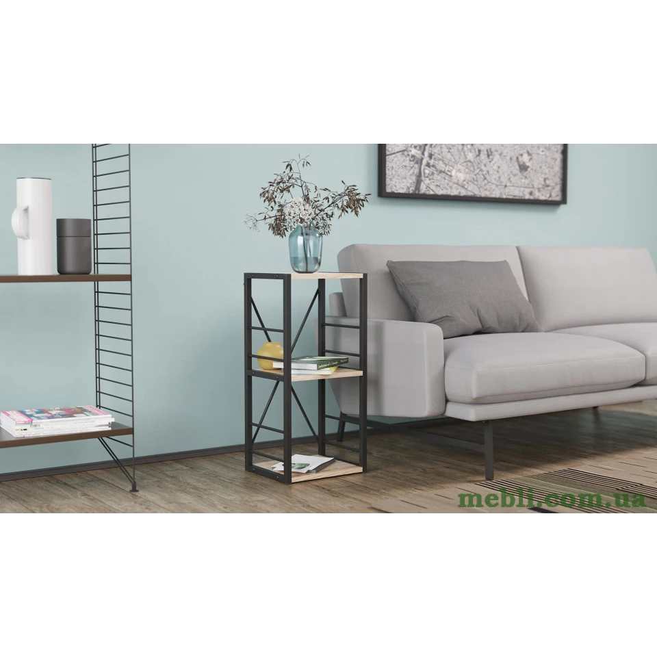 Етажерка 3/34 Ferrum-decor Серії Коннект 73x34x28 чорний ДСП Дуб Артизан 16мм