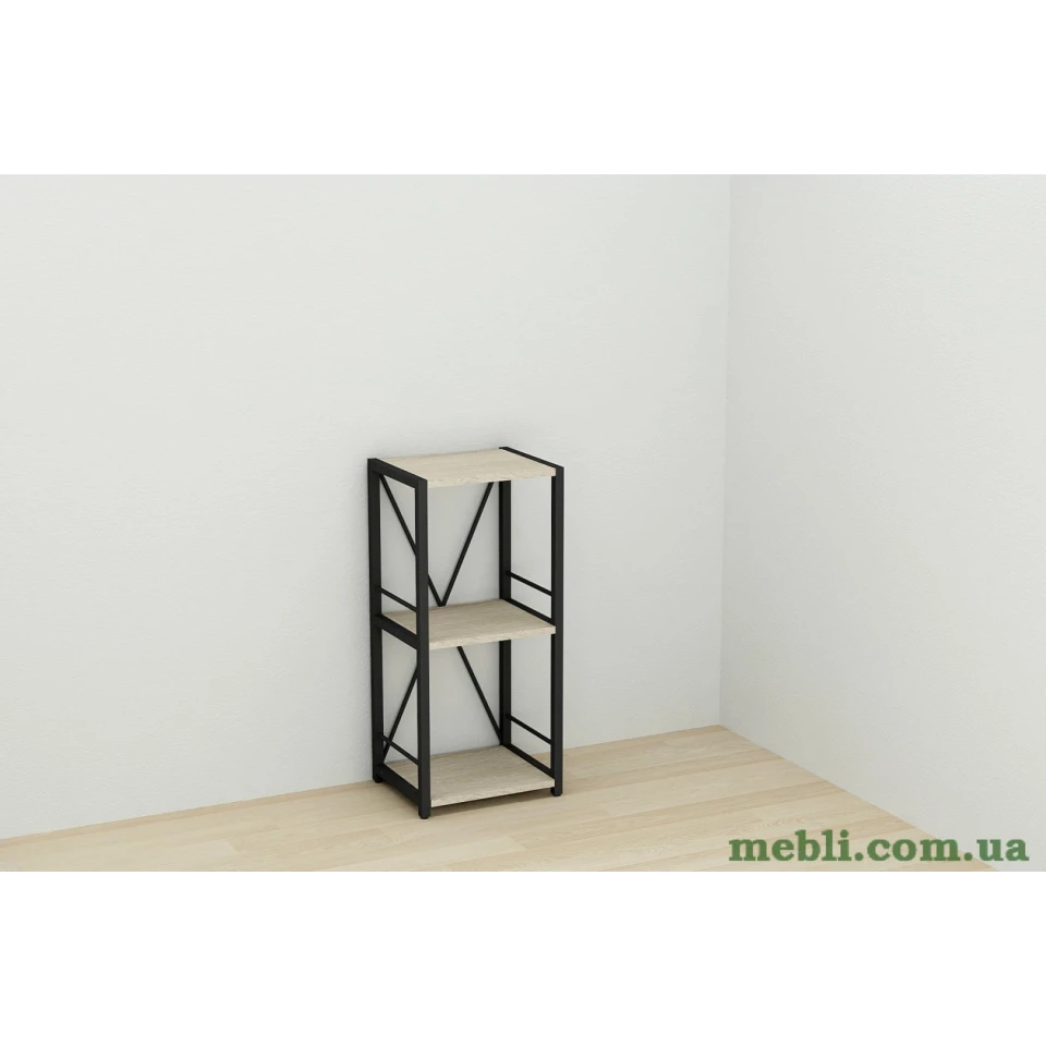 Етажерка 3/34 Ferrum-decor Серії Коннект 73x34x28 чорний ДСП Дуб Сонома 16мм