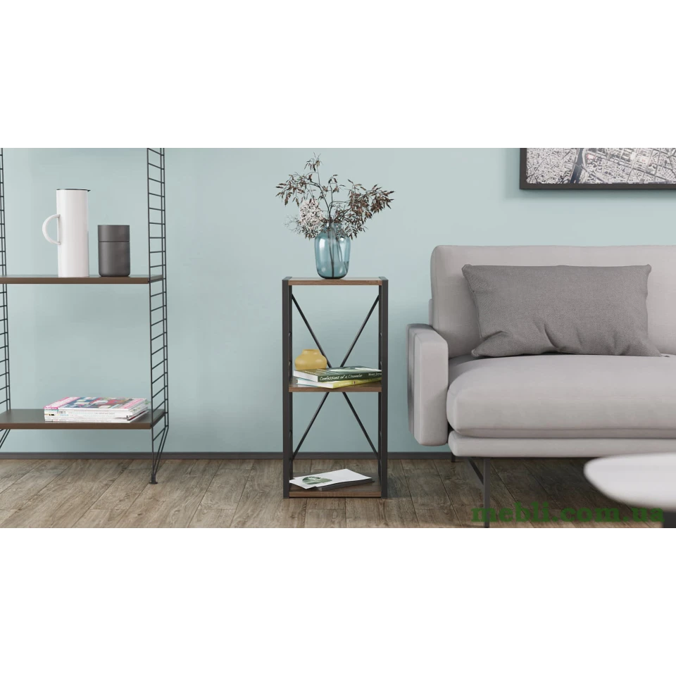 Етажерка 3/34 Ferrum-decor Серії Коннект 73x34x28 чорний ДСП Дуб Сонома Трюфель 16мм