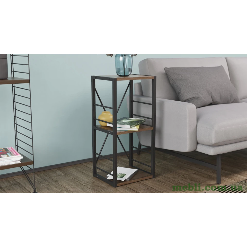 Етажерка 3/34 Ferrum-decor Серії Коннект 73x34x28 чорний ДСП Дуб Сонома Трюфель 16мм