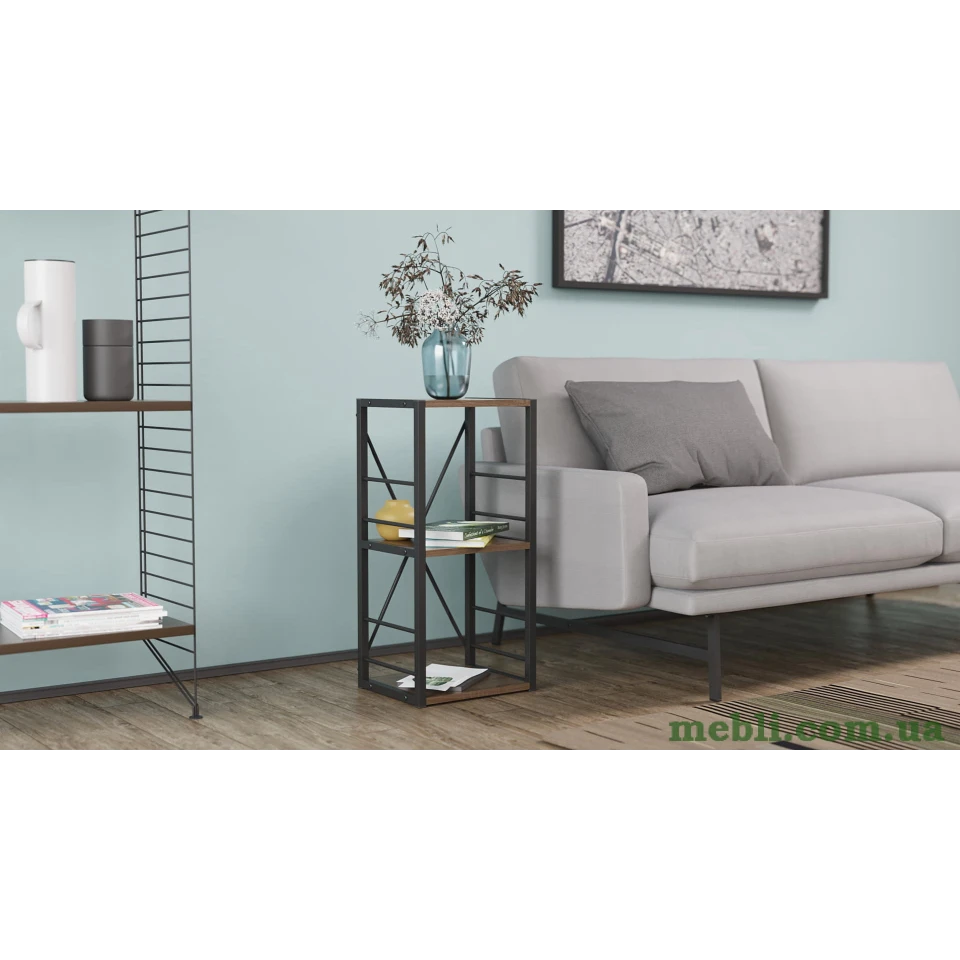 Етажерка 3/34 Ferrum-decor Серії Коннект 73x34x28 чорний ДСП Дуб Сонома Трюфель 16мм