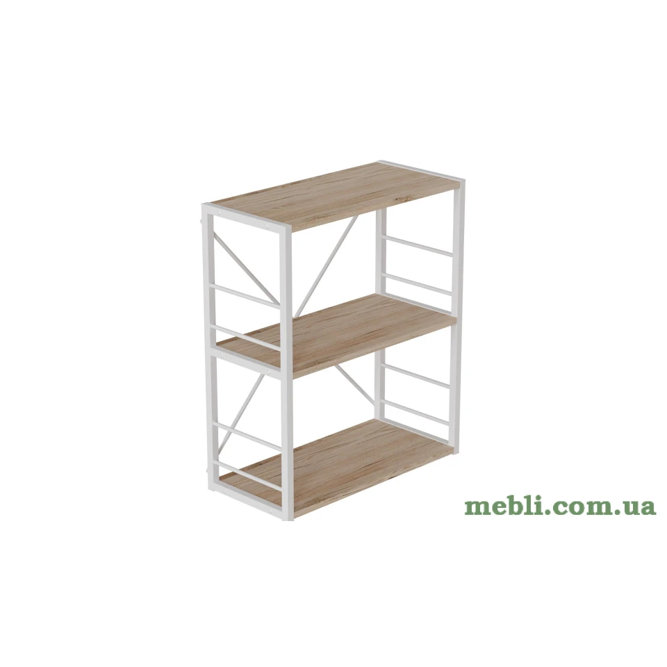 Етажерка 3/60 Ferrum-decor Серії Коннект 73x60x28 білий ДСП Дуб Артизан 16мм