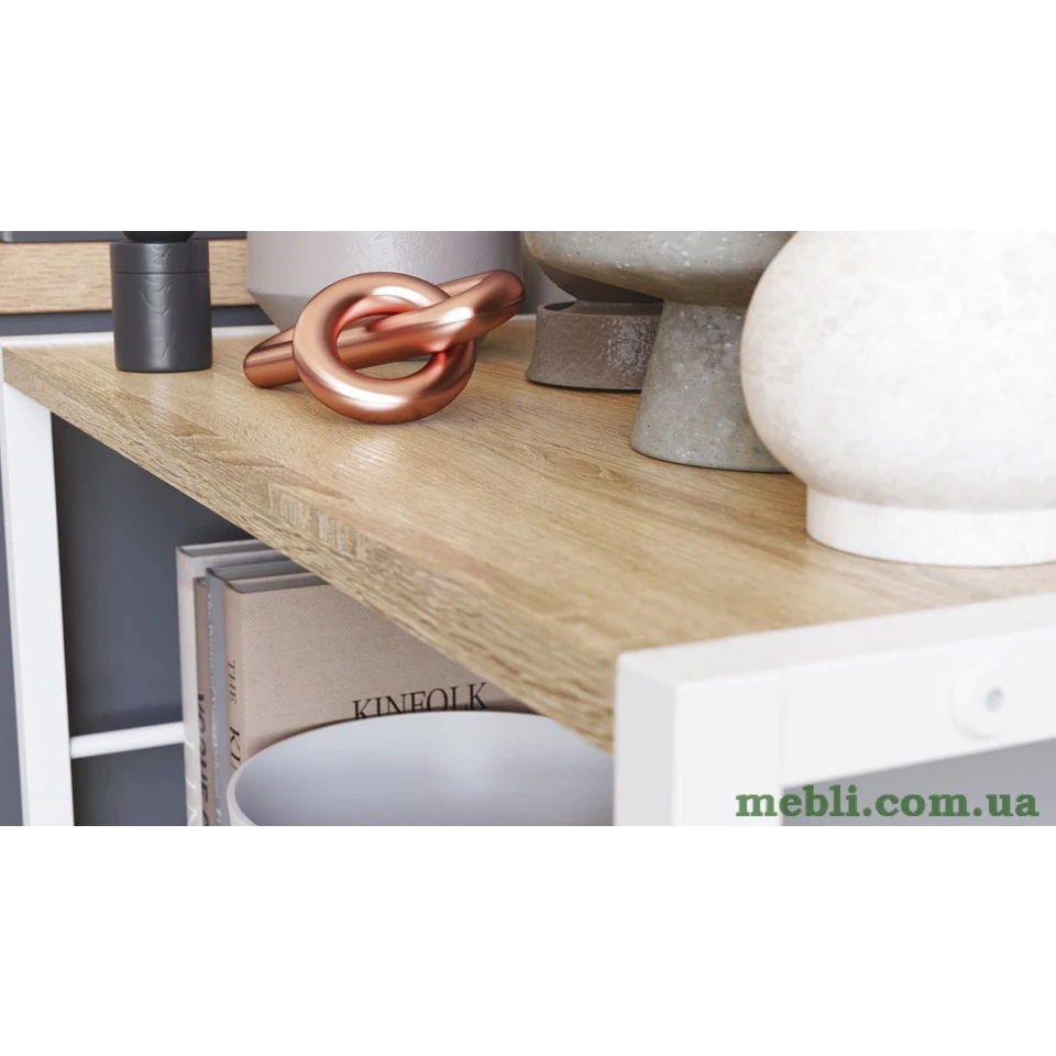 Етажерка 3/60 Ferrum-decor Серії Коннект 73x60x28 білий ДСП Дуб Сонома 16мм