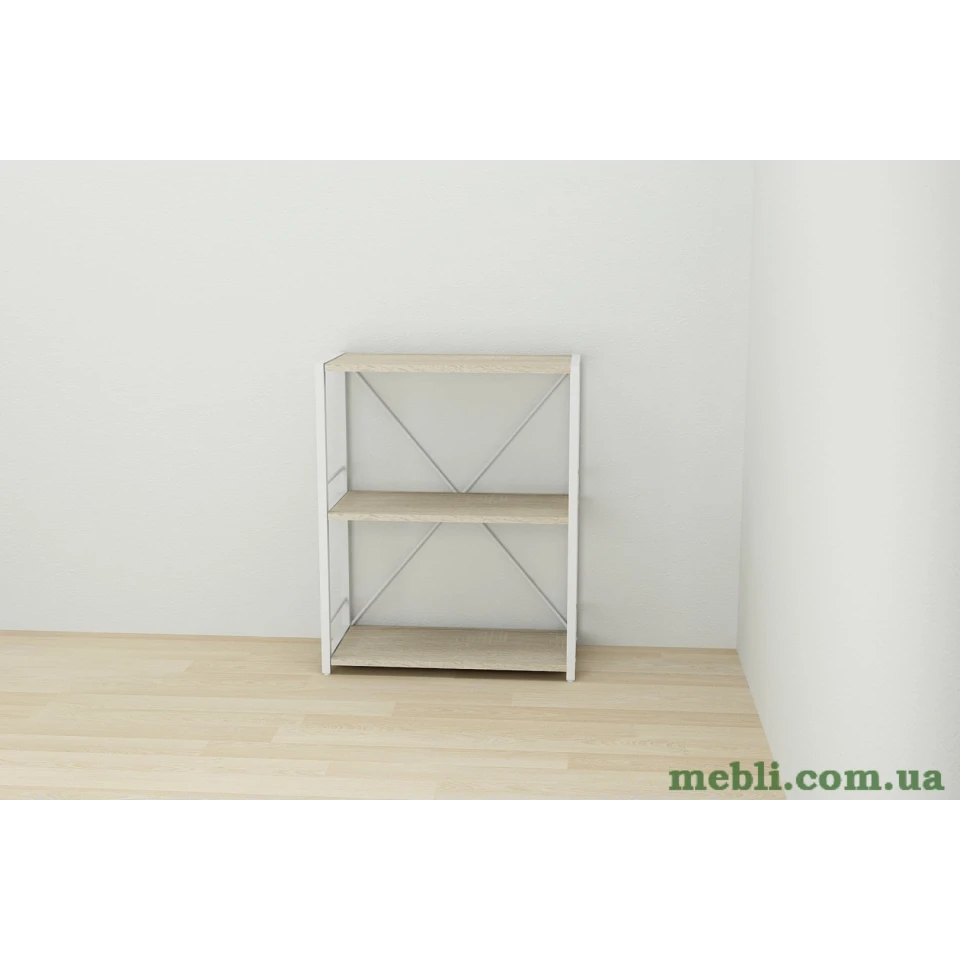 Етажерка 3/60 Ferrum-decor Серії Коннект 73x60x28 білий ДСП Дуб Сонома 16мм