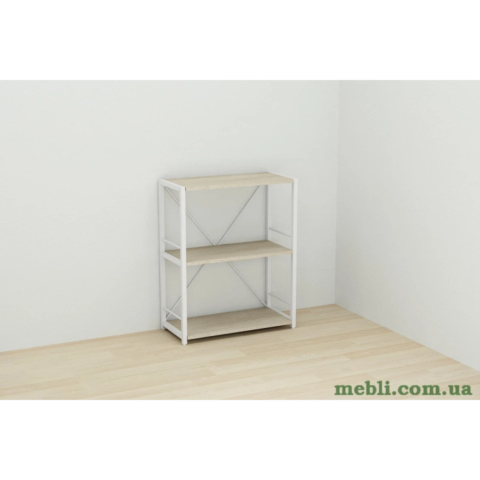 Етажерка 3/60 Ferrum-decor Серії Коннект 73x60x28 білий ДСП Дуб Сонома 16мм