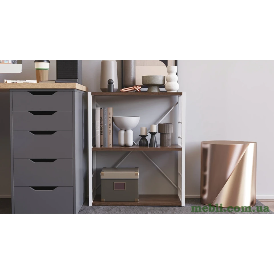 Етажерка 3/60 Ferrum-decor Серії Коннект 73x60x28 білий ДСП Дуб Сонома Трюфель 16мм