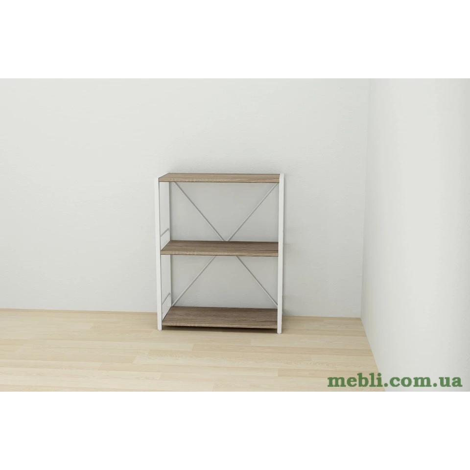 Етажерка 3/60 Ferrum-decor Серії Коннект 73x60x28 білий ДСП Дуб Сонома Трюфель 16мм