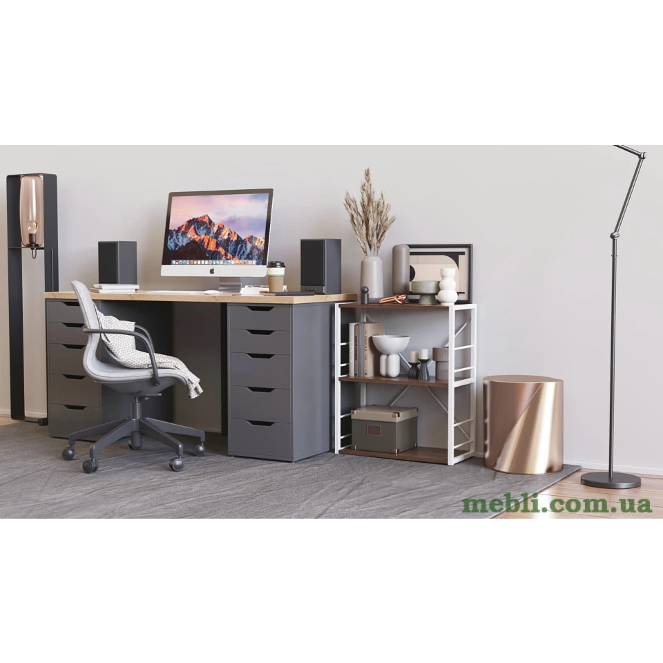 Етажерка 3/60 Ferrum-decor Серії Коннект 73x60x28 білий ДСП Дуб Сонома Трюфель 16мм