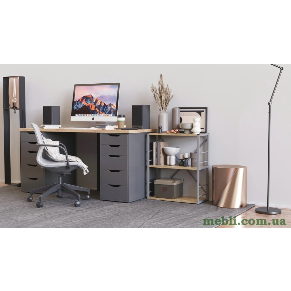 Етажерка 3/60 Ferrum-decor Серії Коннект 73x60x28 сірий ДСП Дуб Сонома 16мм