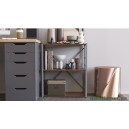 Етажерка 3/60 Ferrum-decor Серії Коннект 73x60x28 сірий ДСП Дуб Сонома Трюфель 16мм