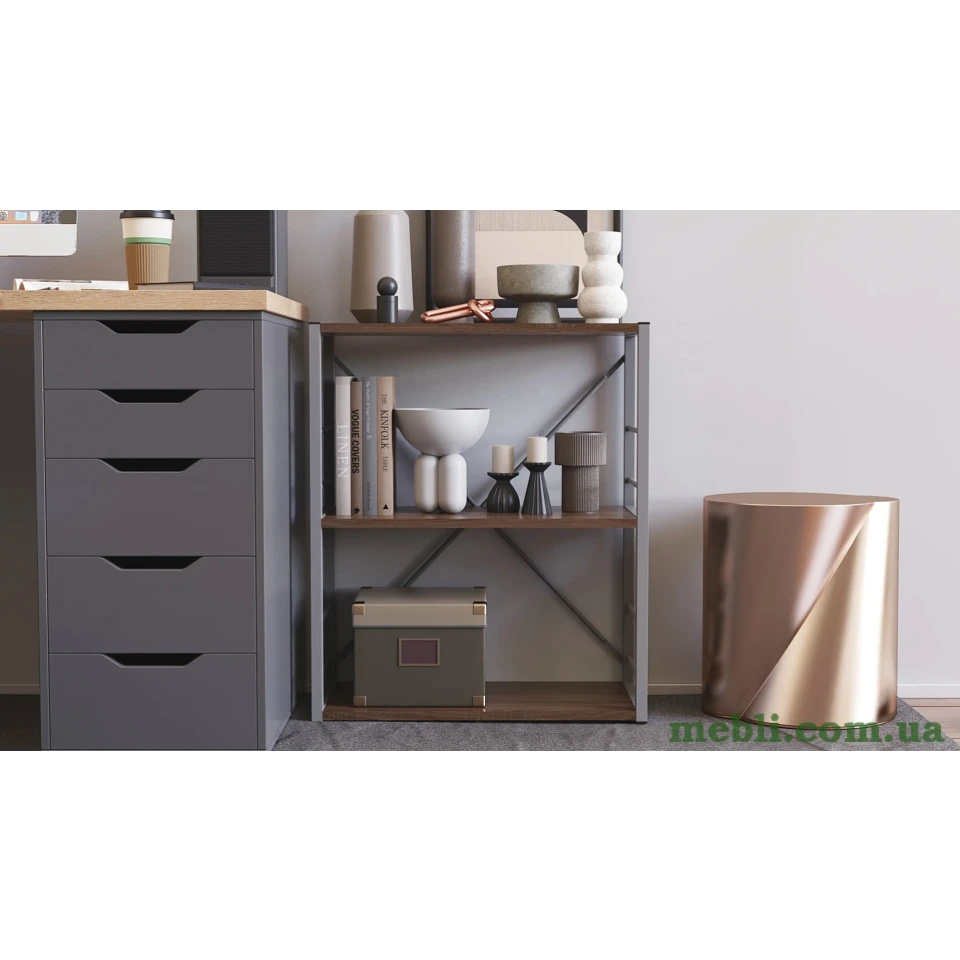 Етажерка 3/60 Ferrum-decor Серії Коннект 73x60x28 сірий ДСП Дуб Сонома Трюфель 16мм