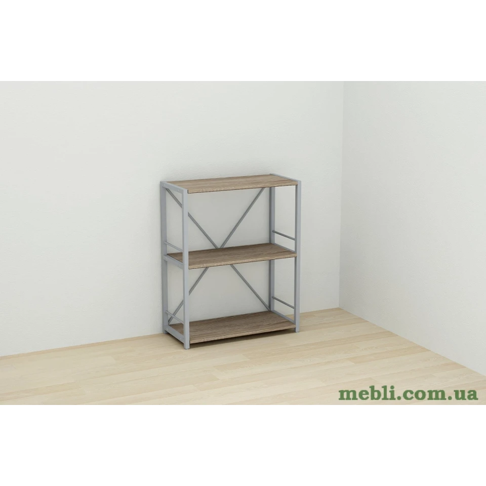 Етажерка 3/60 Ferrum-decor Серії Коннект 73x60x28 сірий ДСП Дуб Сонома Трюфель 16мм
