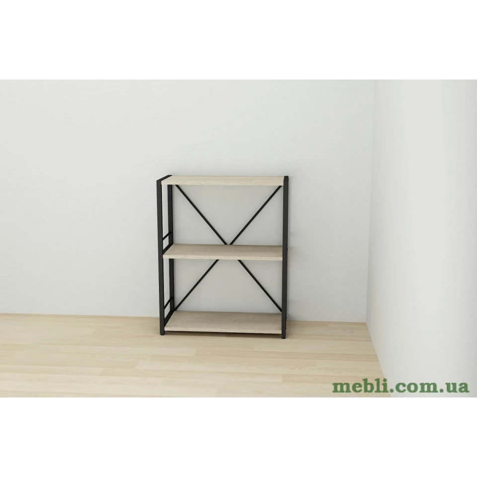 Етажерка 3/60 Ferrum-decor Серії Коннект 73x60x28 чорний ДСП Дуб Сонома 16мм