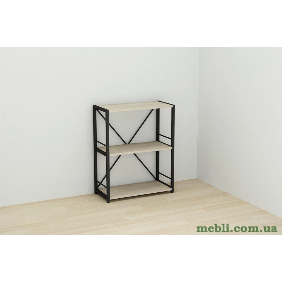 Етажерка 3/60 Ferrum-decor Серії Коннект 73x60x28 чорний ДСП Дуб Сонома 16мм