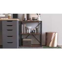 Етажерка 3/60 Ferrum-decor Серії Коннект 73x60x28 чорний ДСП Дуб Сонома Трюфель 16мм