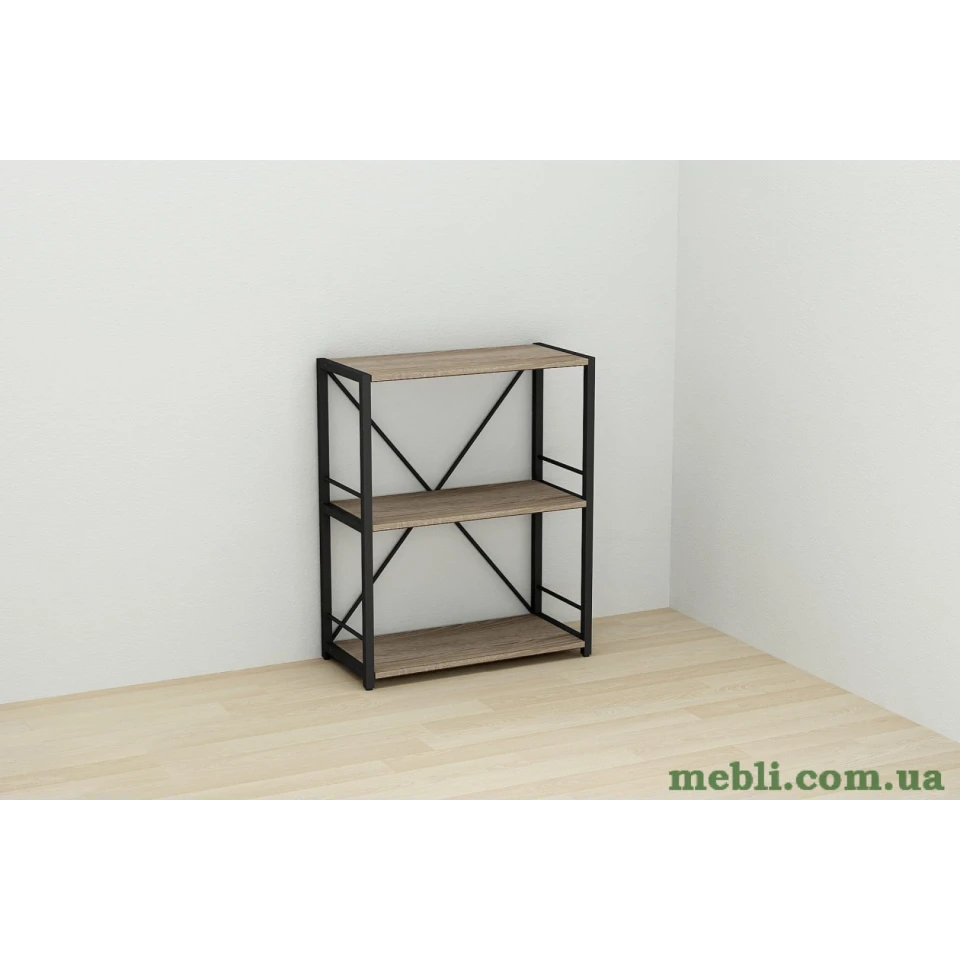 Етажерка 3/60 Ferrum-decor Серії Коннект 73x60x28 чорний ДСП Дуб Сонома Трюфель 16мм