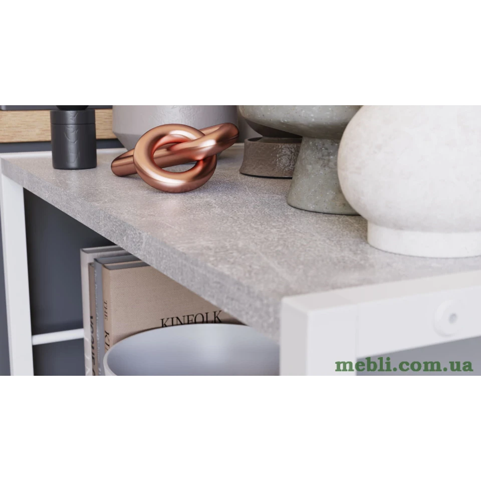 Етажерка 3/60 Ferrum-decor Серії Коннект 75x60x28 білий ДСП Бетон 16мм