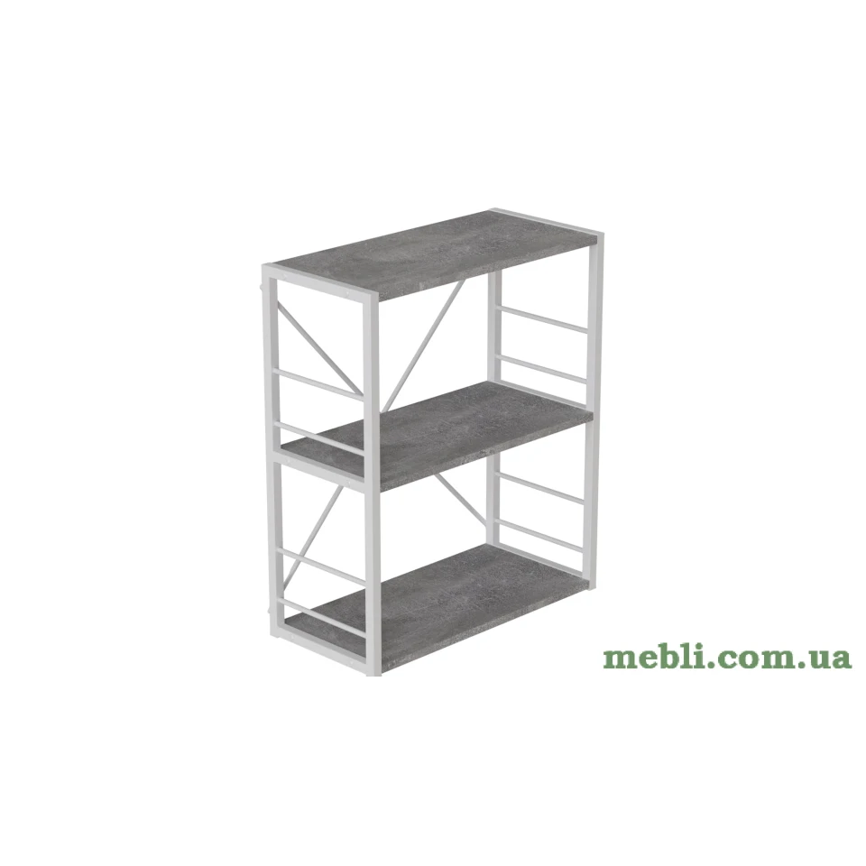Етажерка 3/60 Ferrum-decor Серії Коннект 75x60x28 білий ДСП Бетон 16мм
