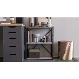 Етажерка 3/60 Ferrum-decor Серії Коннект 75x60x28 чорний ДСП Бетон 16мм