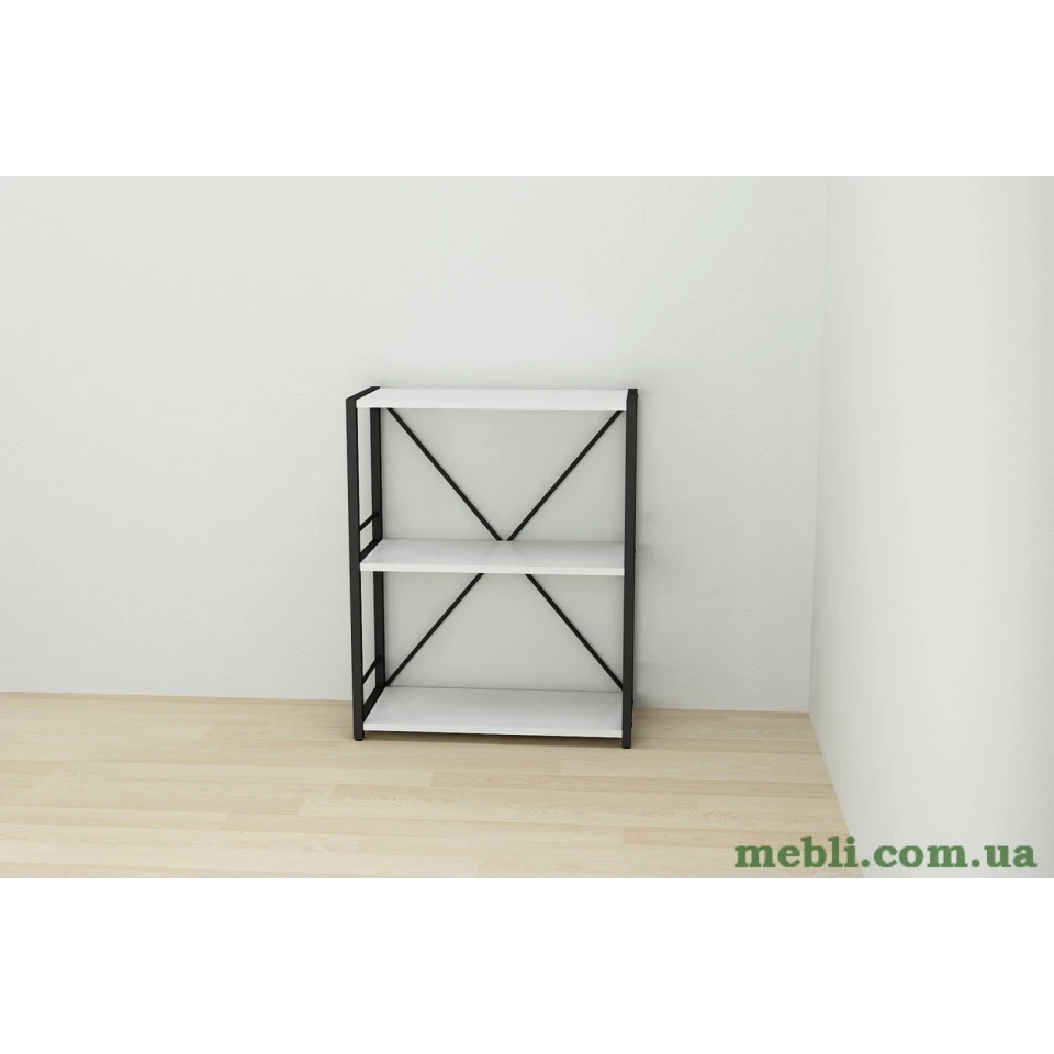 Етажерка 3/60 Ferrum-decor Серії Коннект 75x60x28 чорний ДСП Білий 16мм