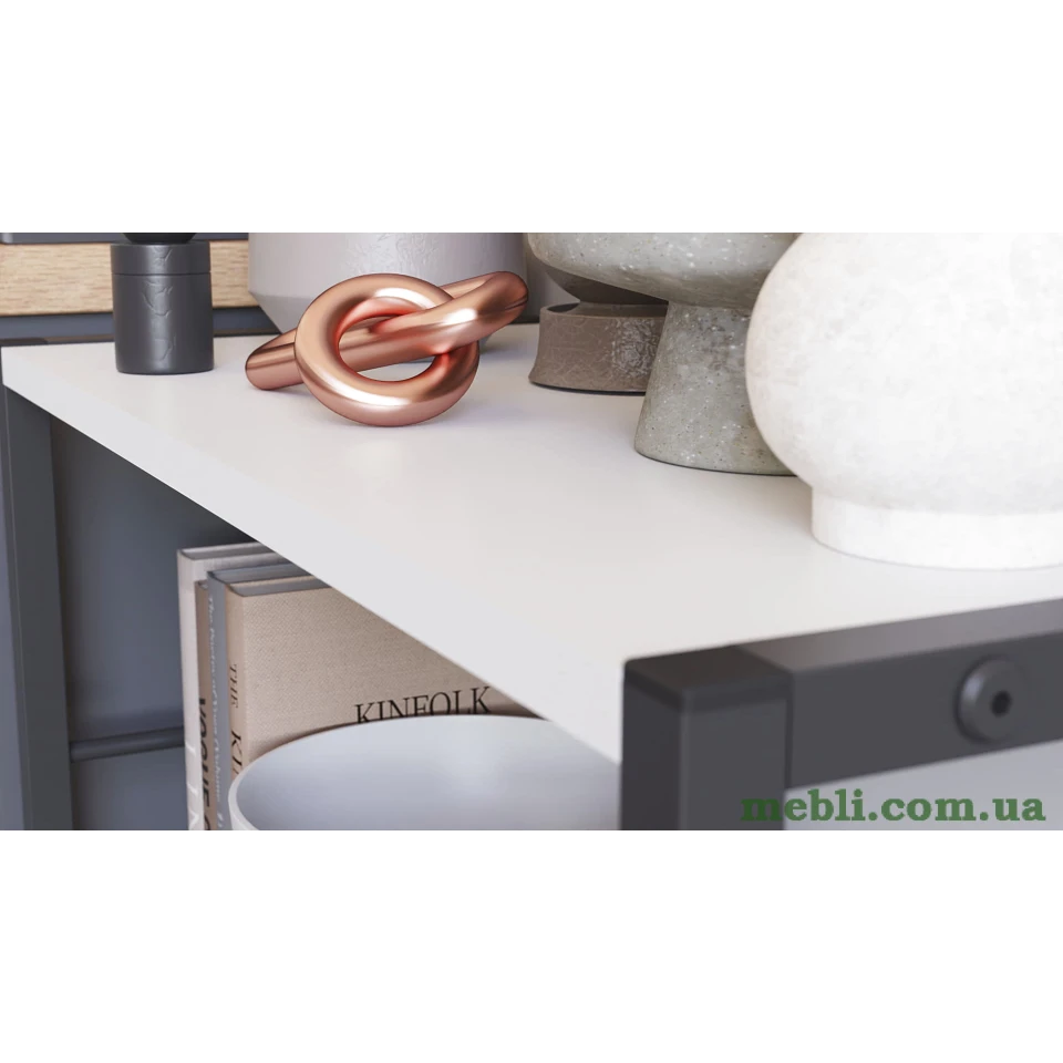 Етажерка 3/60 Ferrum-decor Серії Коннект 75x60x28 чорний ДСП Білий 16мм