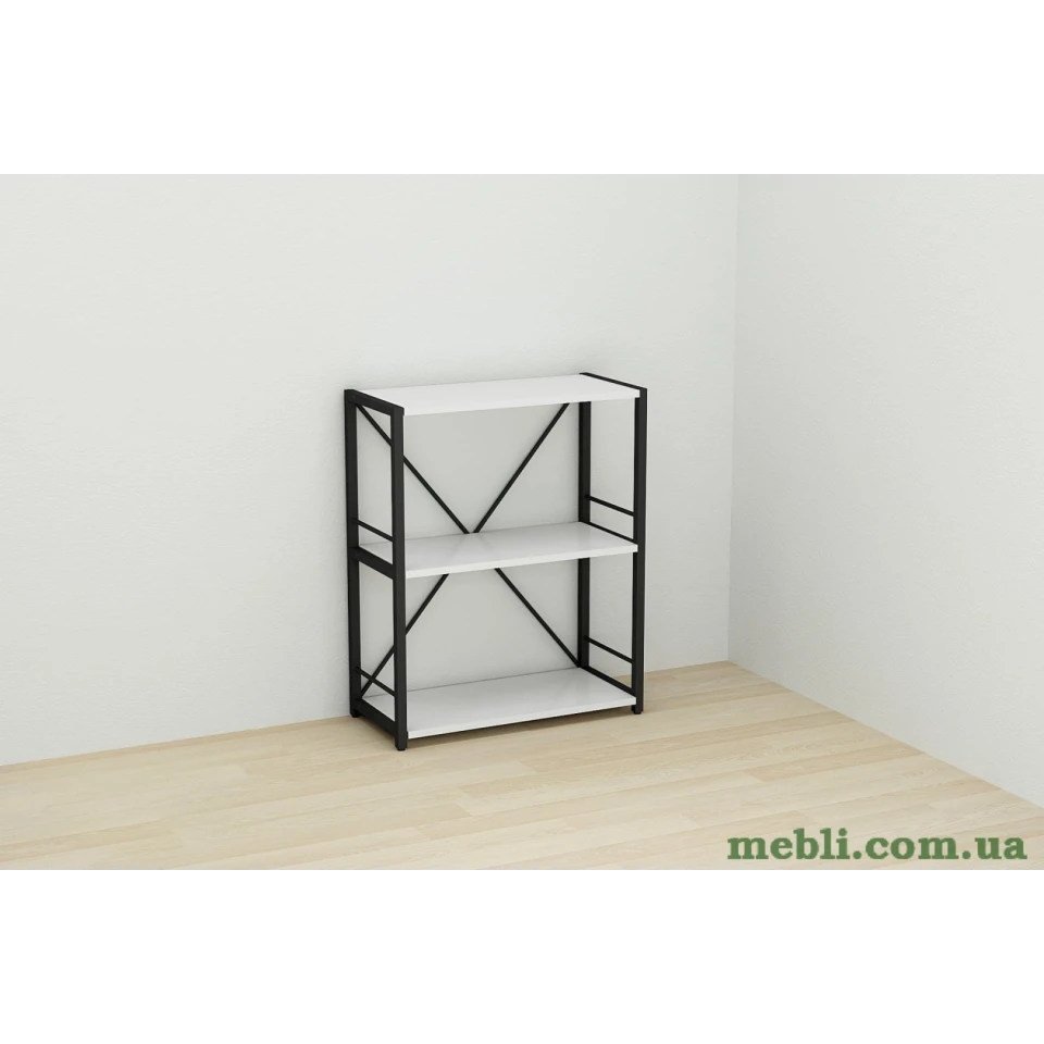 Етажерка 3/60 Ferrum-decor Серії Коннект 75x60x28 чорний ДСП Білий 16мм