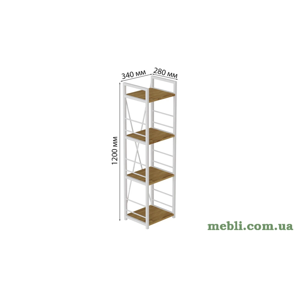 Етажерка 4/34 Ferrum-decor Серії Коннект 120x34x28 білий ДСП Дуб Артизан 16мм