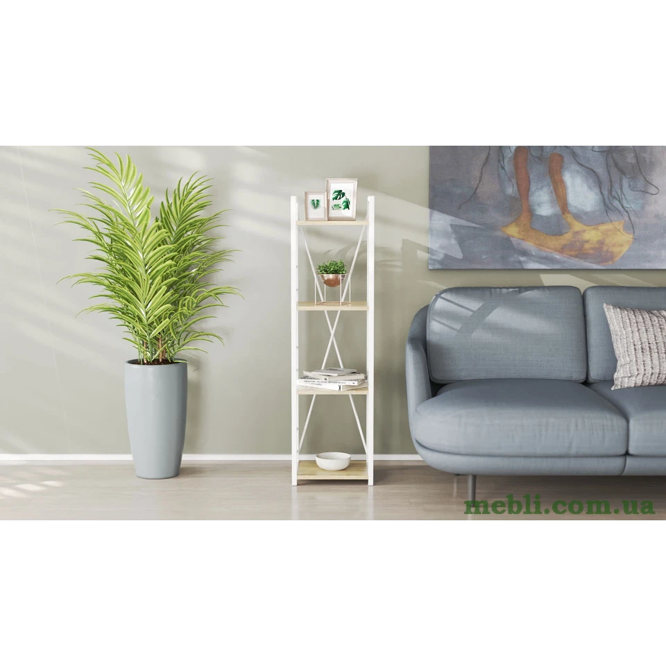 Етажерка 4/34 Ferrum-decor Серії Коннект 120x34x28 білий ДСП Дуб Сонома 16мм