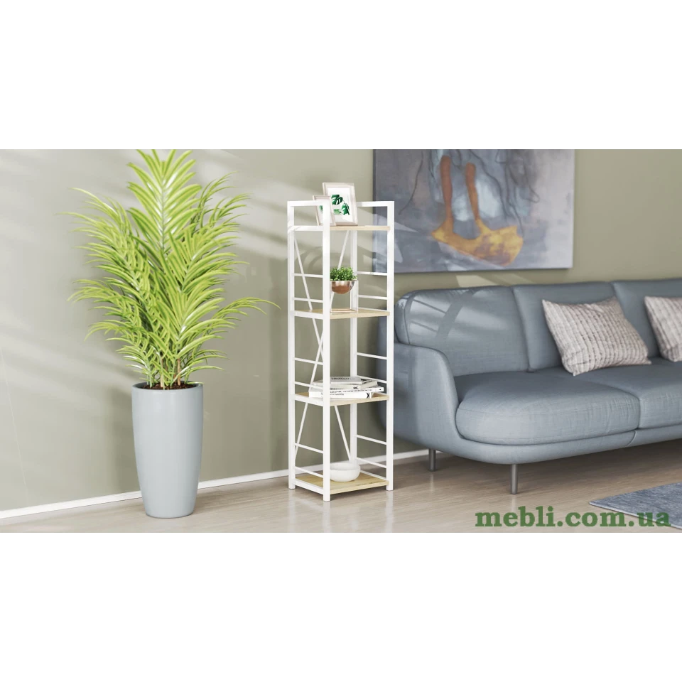 Етажерка 4/34 Ferrum-decor Серії Коннект 120x34x28 білий ДСП Дуб Сонома 16мм