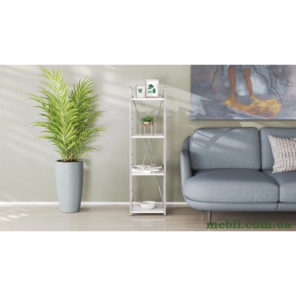Етажерка 4/34 Ferrum-decor Серії Коннект 120x34x28 сірий ДСП Білий 16мм