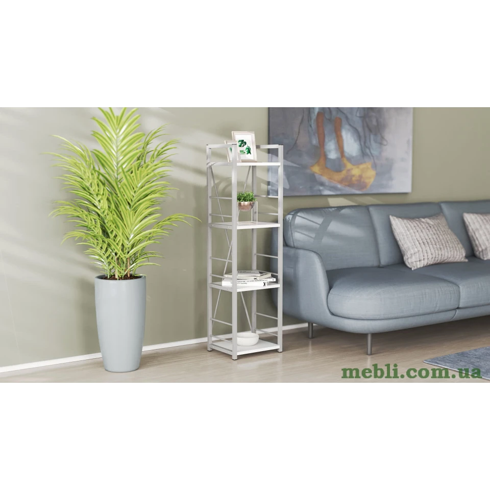 Етажерка 4/34 Ferrum-decor Серії Коннект 120x34x28 сірий ДСП Білий 16мм