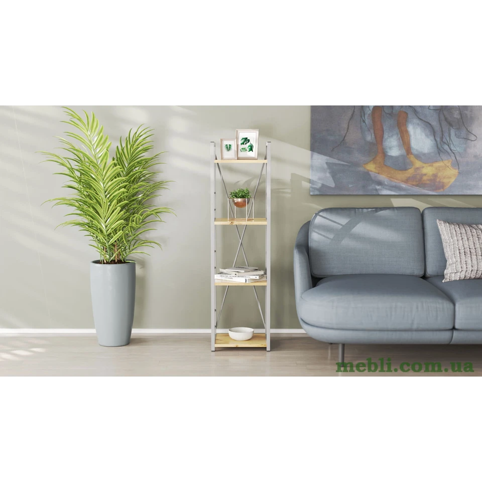 Етажерка 4/34 Ferrum-decor Серії Коннект 120x34x28 сірий ДСП Дуб Артизан 16мм