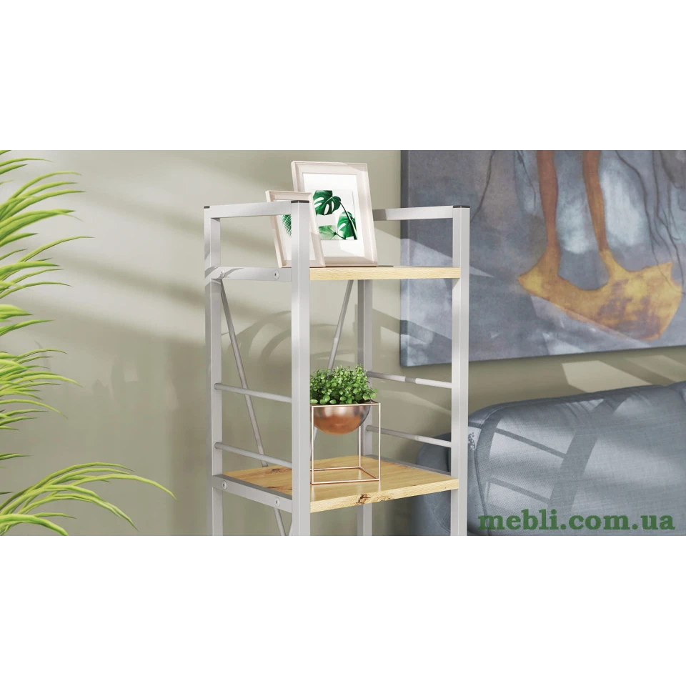 Етажерка 4/34 Ferrum-decor Серії Коннект 120x34x28 сірий ДСП Дуб Артизан 16мм