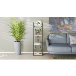 Етажерка 4/34 Ferrum-decor Серії Коннект 120x34x28 чорний ДСП Дуб Сонома 16мм