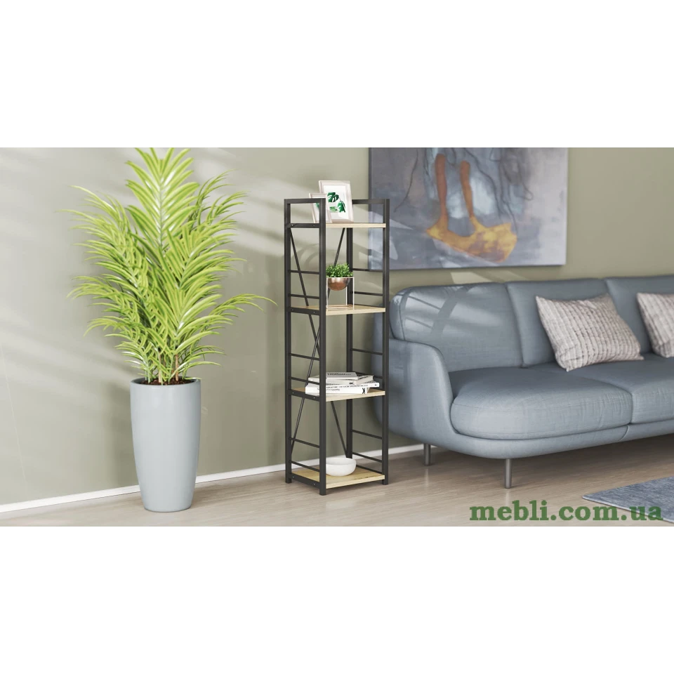 Етажерка 4/34 Ferrum-decor Серії Коннект 120x34x28 чорний ДСП Дуб Сонома 16мм