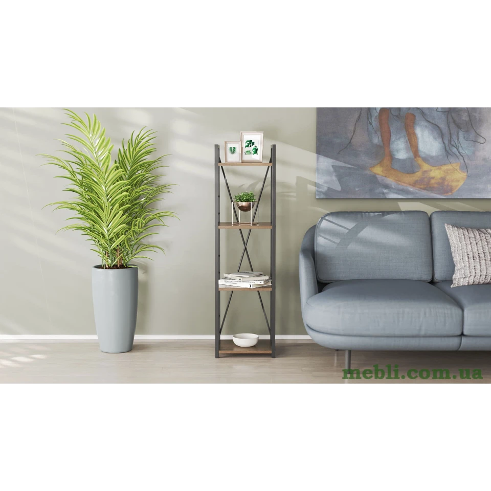 Етажерка 4/34 Ferrum-decor Серії Коннект 120x34x28 чорний ДСП Дуб Сонома Трюфель 16мм