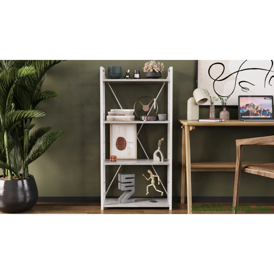 Етажерка 4/60 Ferrum-decor Серії Коннект 120x60x28 білий ДСП Бетон 16мм