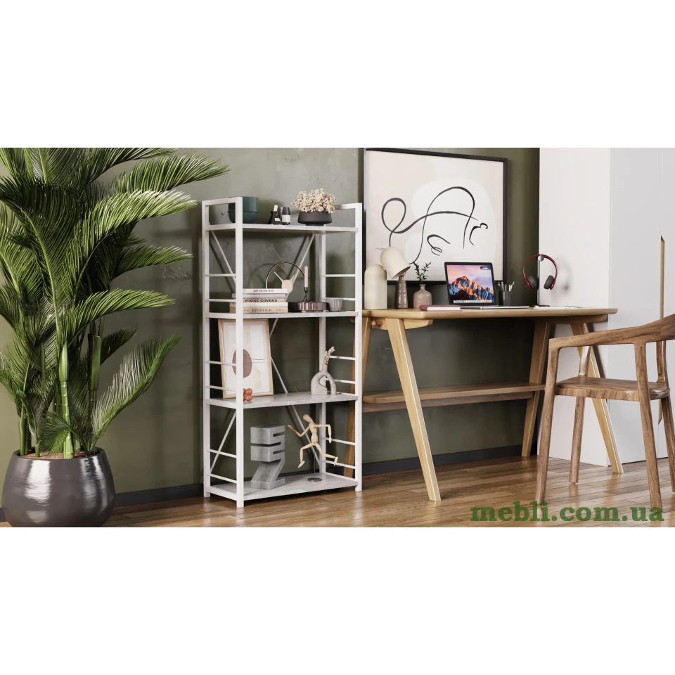 Етажерка 4/60 Ferrum-decor Серії Коннект 120x60x28 білий ДСП Бетон 16мм