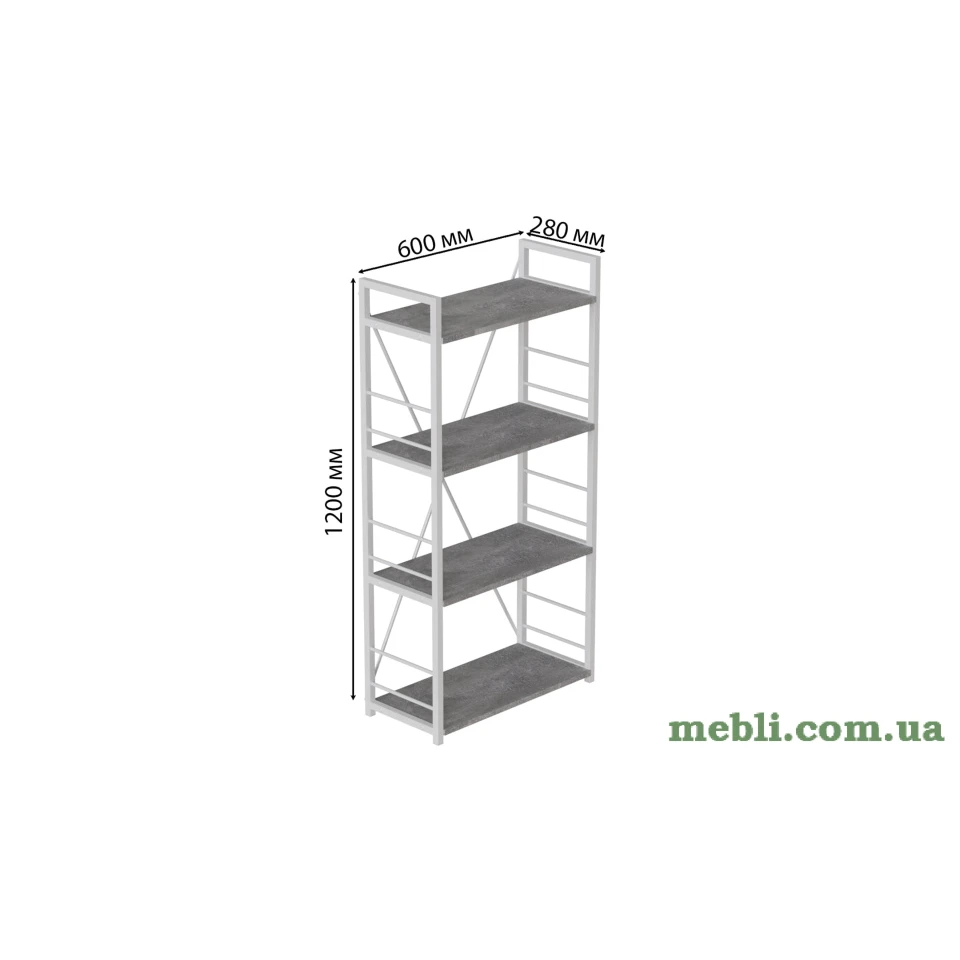 Етажерка 4/60 Ferrum-decor Серії Коннект 120x60x28 білий ДСП Бетон 16мм