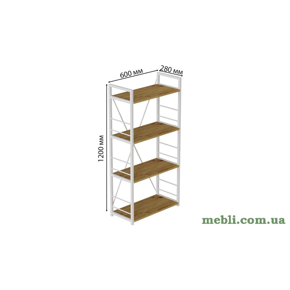 Етажерка 4/60 Ferrum-decor Серії Коннект 120x60x28 білий ДСП Дуб Артизан 16мм