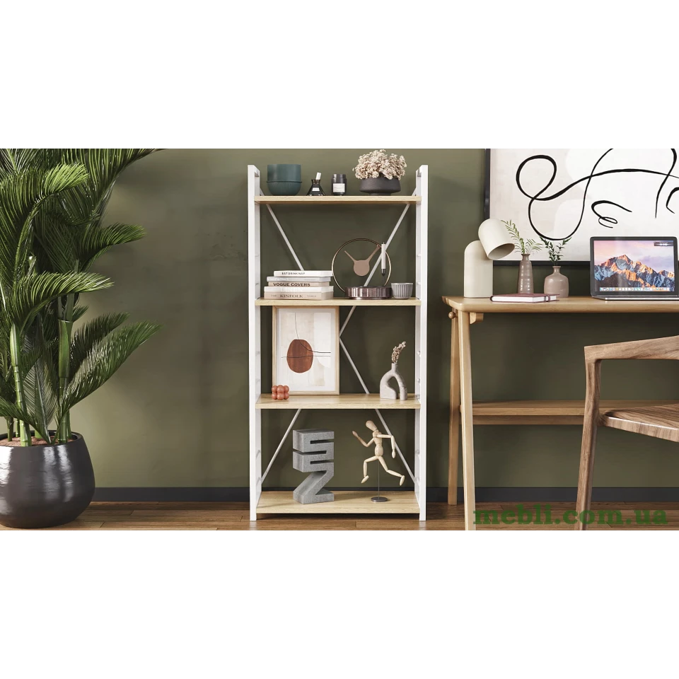 Етажерка 4/60 Ferrum-decor Серії Коннект 120x60x28 білий ДСП Дуб Сонома 16мм
