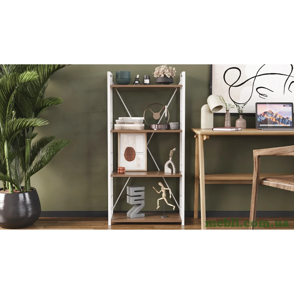 Етажерка 4/60 Ferrum-decor Серії Коннект 120x60x28 білий ДСП Дуб Сонома Трюфель 16мм